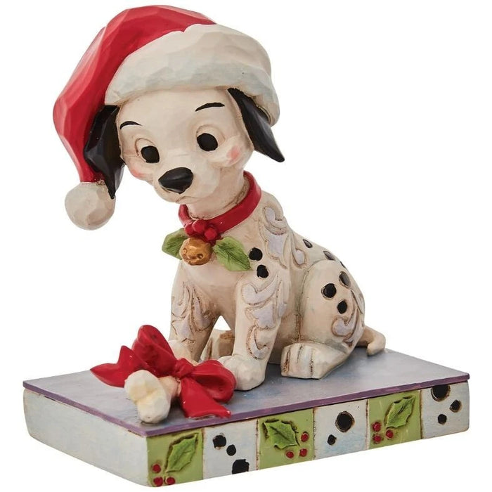 Jim Shore Disney Traditions 101 Dalmatians Lucky Christmas Santa Hat Figurine