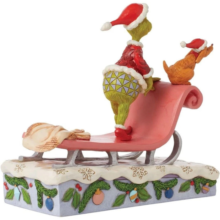 Dr. Seuss Grinch by Jim Shore Santa Grinch with Max Riding on Sleigh Figurine