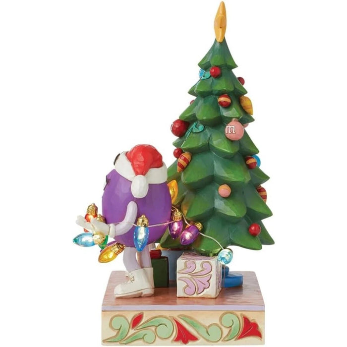 M&M's by Jim Shore Red and Purple Characters Decorating The Tree Lit Figurine