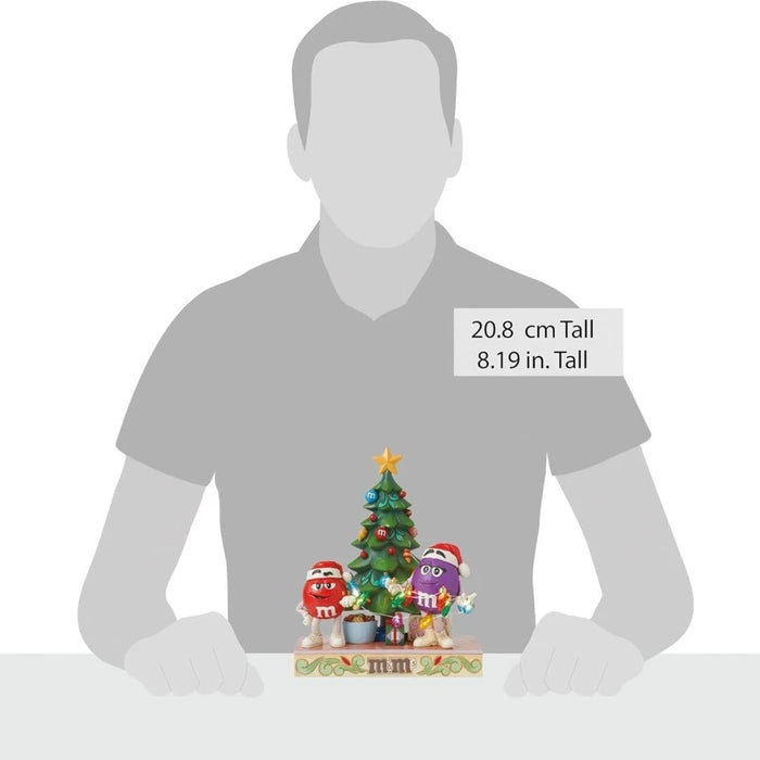 M&M's by Jim Shore Red and Purple Characters Decorating The Tree Lit Figurine