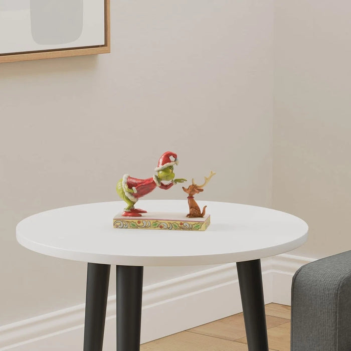 Dr. Seuss Grinch by Jim Shore Santa Grinch Petting Reindeer Max Figurine, NIB