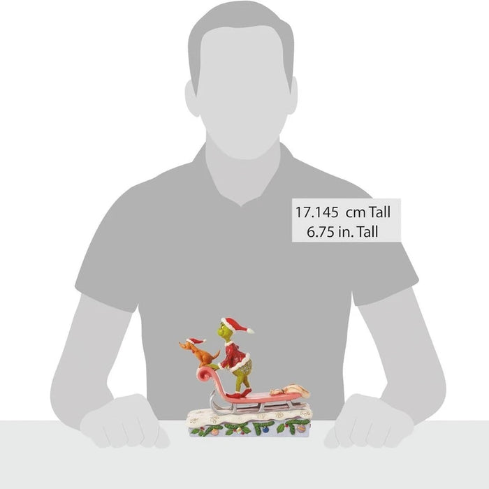 Dr. Seuss Grinch by Jim Shore Santa Grinch with Max Riding on Sleigh Figurine