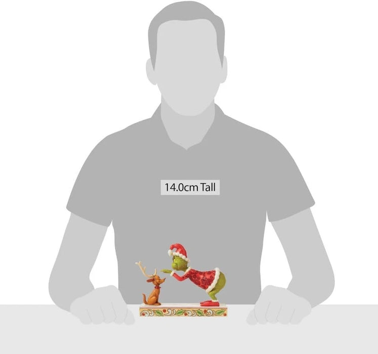 Dr. Seuss Grinch by Jim Shore Santa Grinch Petting Reindeer Max Figurine, NIB