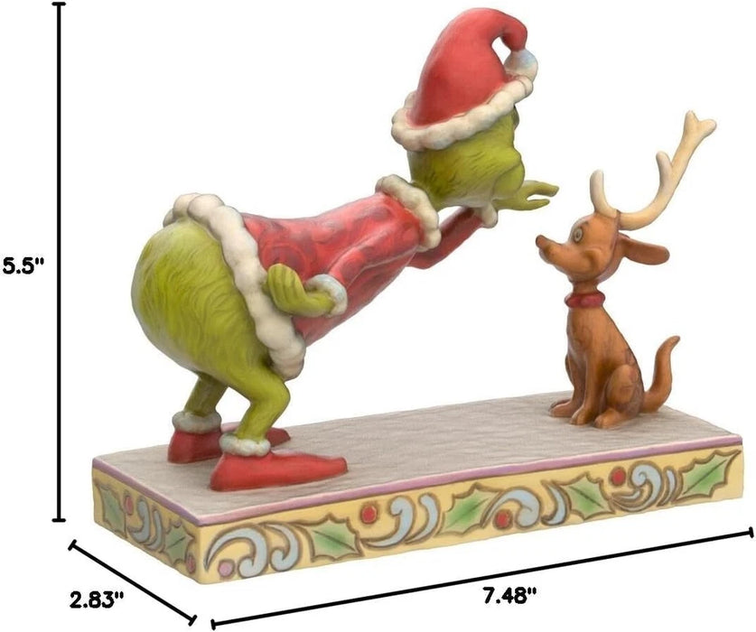 Dr. Seuss Grinch by Jim Shore Santa Grinch Petting Reindeer Max Figurine, NIB
