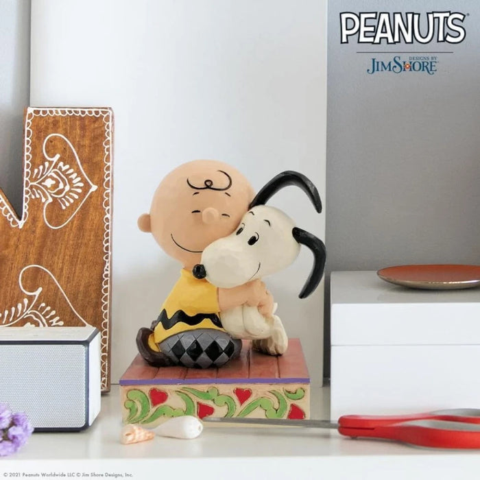 Enesco Peanuts by Jim Shore Charlie Brown and Snoopy Hugging Figurine, 4.5 Inch