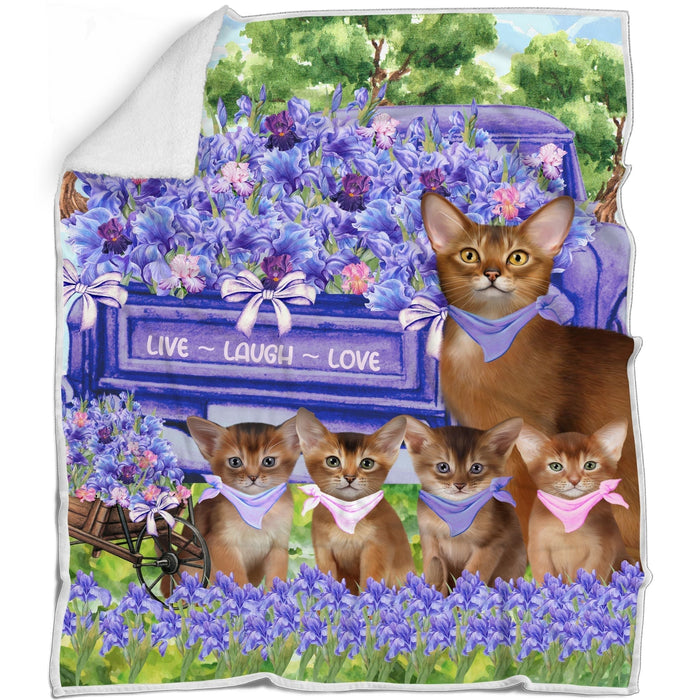 Abyssinian Blanket: Explore a Variety of Custom Designs, Bed Cozy Woven, Fleece and Sherpa, Personalized Cat Gift for Pet Lovers