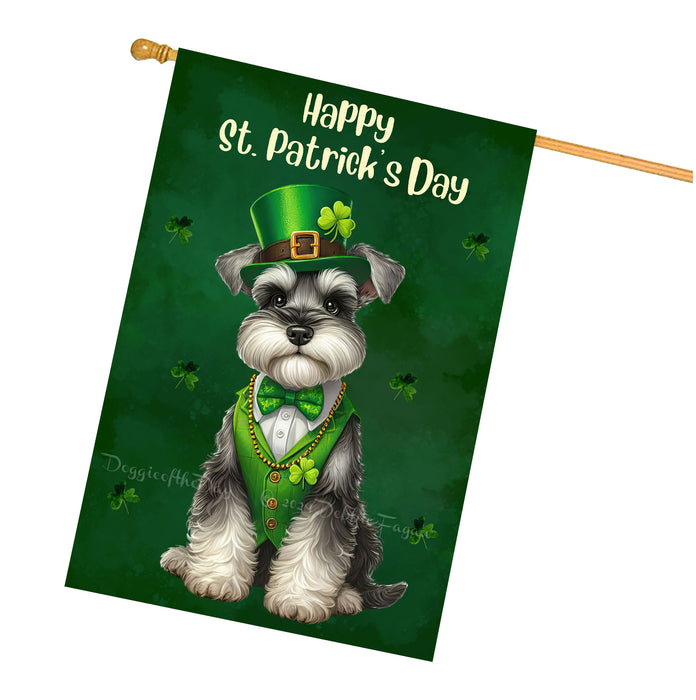 Schnauzer St. Patrick's Day Irish Doggy House Flags, Irish Decor, Pup Haven, Green Flag Design, Double Sided,Paddy Pet Fest