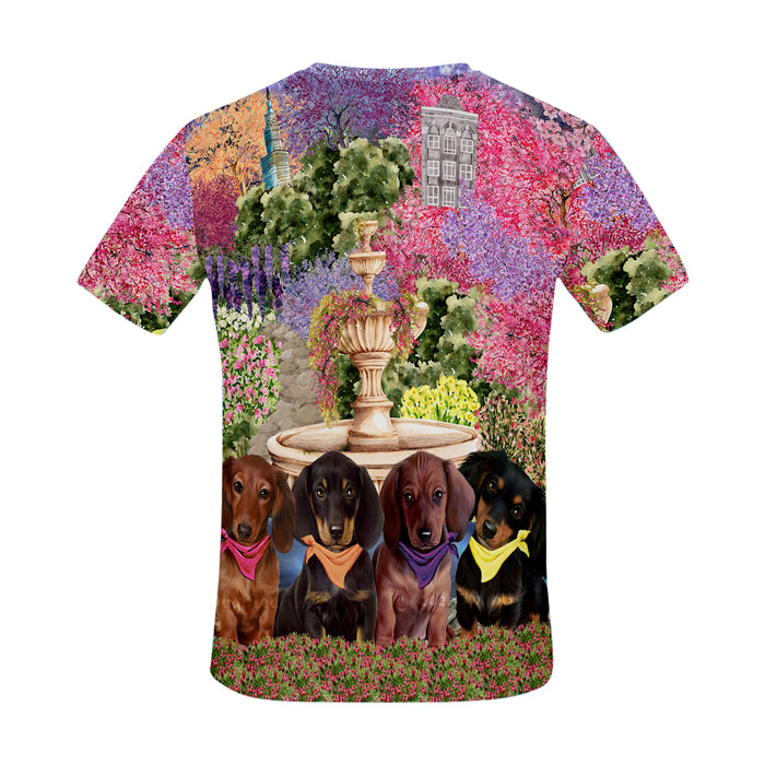 Floral Park Dachshund Dog All Over Print Mesh Women's T-shirt