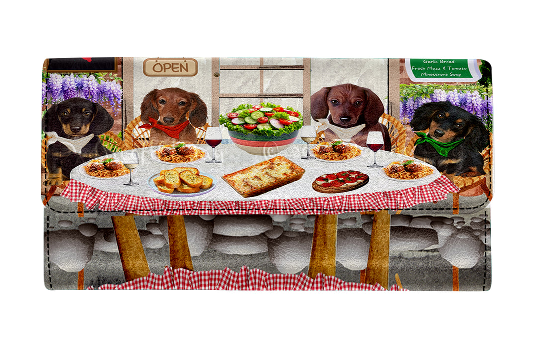Dachshund Dog on Women's Trifold Wallet - Little Cafe
