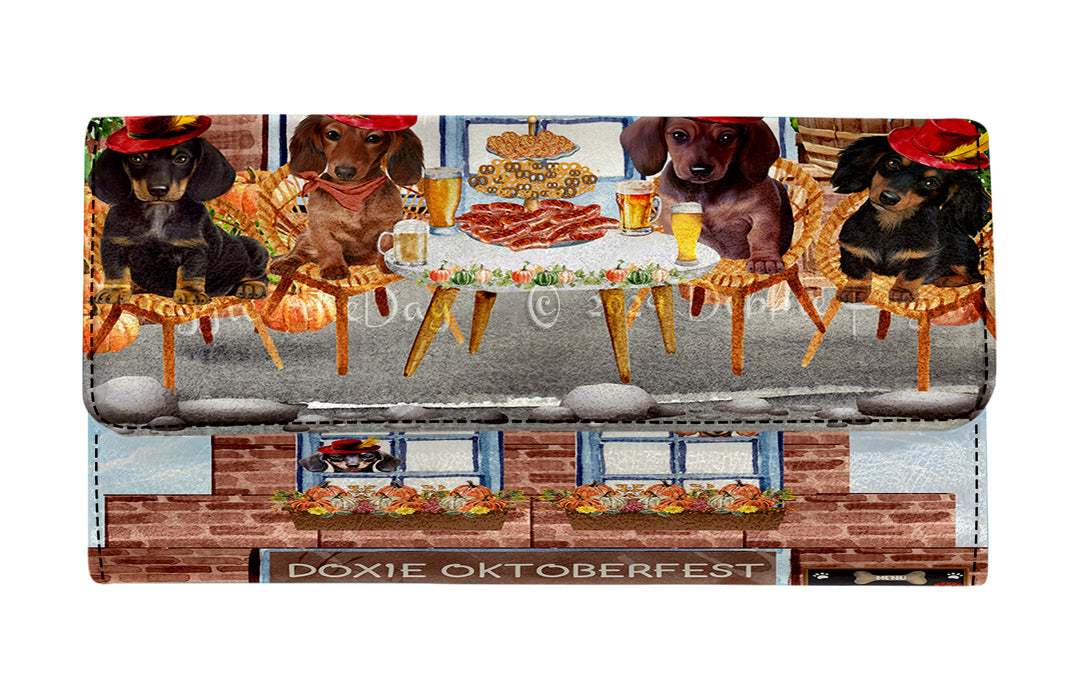 Doxie Oktoberfest Beer Dachshund Dog on Women's Trifold Wallet