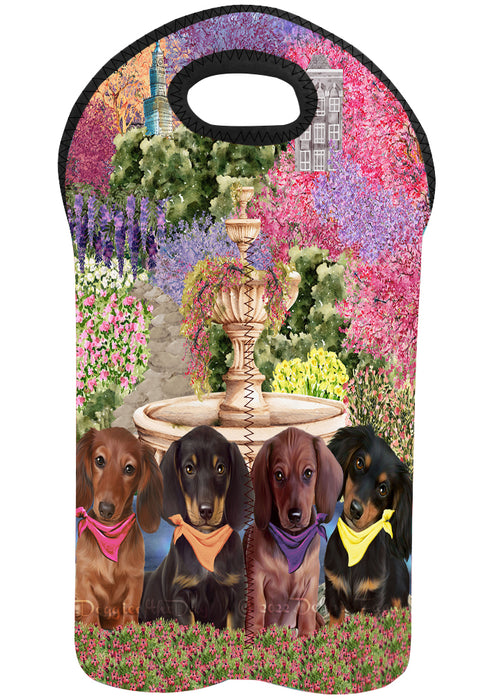 Floral Park Dachshund Dog 2-Bottle Neoprene Wine Bag