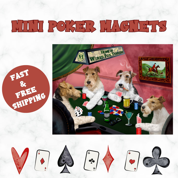 Home of Wire Fox Terrier 4 Dogs Playing Poker Magnet MAG67494 (Mini 3.5" x 2")
