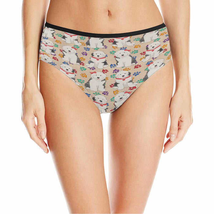 Old English Sheepdog Red  Women&#039;s High Waist Briefs (Model L26)