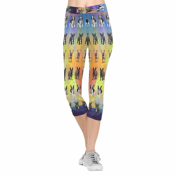 French Bulldogs  All-Over Low Rise Capri Leggings (Model L08)