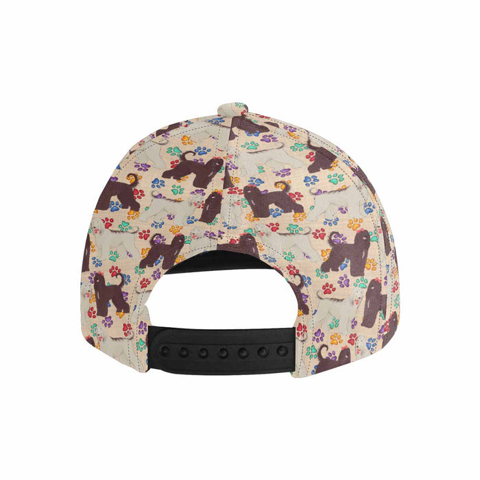 Women's All Over Rainbow Paw Print Afghan Hound Dog Snapback Hat Cap