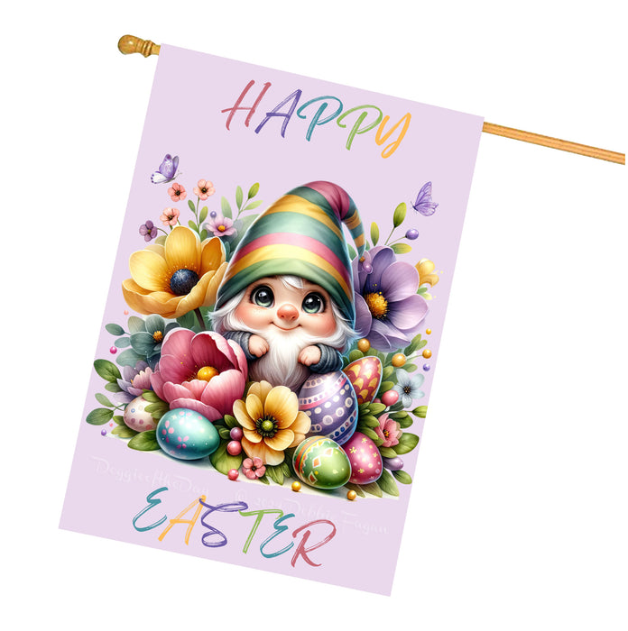 Easter Gnomes House Flag with Multi Design, Double Sided Yard Home & Garden Decor, Colorful Cute Bunny Egg-Design#2