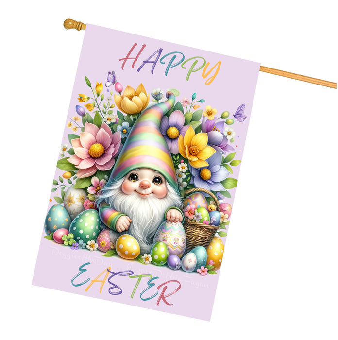 Easter Gnomes House Flag with Multi Design, Double Sided Yard Home & Garden Decor, Colorful Cute Bunny Egg-Design#3