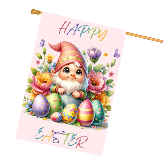 Easter Gnomes House Flag with Multi Design, Double Sided Yard Home & Garden Decor, Colorful Cute Bunny Egg-Design#4