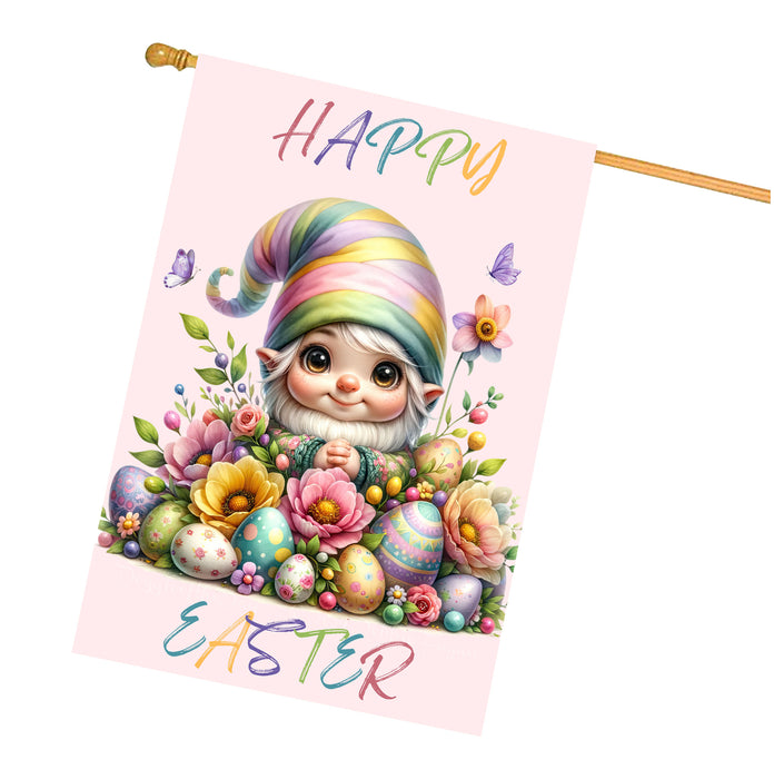 Easter Gnomes House Flag with Multi Design, Double Sided Yard Home & Garden Decor, Colorful Cute Bunny Egg-Design#6