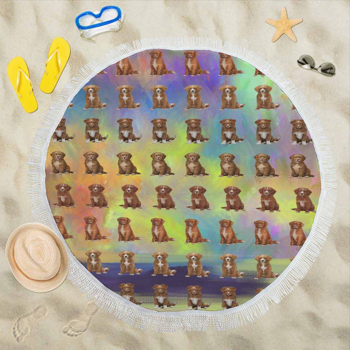 Nova Scotia Duck Toller Retriever Dogs  Round Beach Mat 59’’