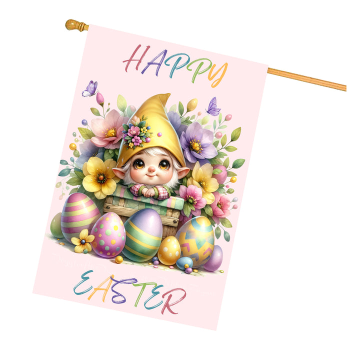 Easter Gnomes House Flag with Multi Design, Double Sided Yard Home & Garden Decor, Colorful Cute Bunny Egg-Design#7