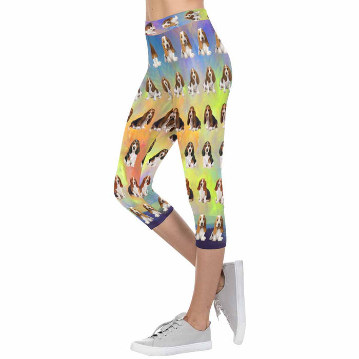 Basset Hound Dogs  All-Over Low Rise Capri Leggings (Model L08)