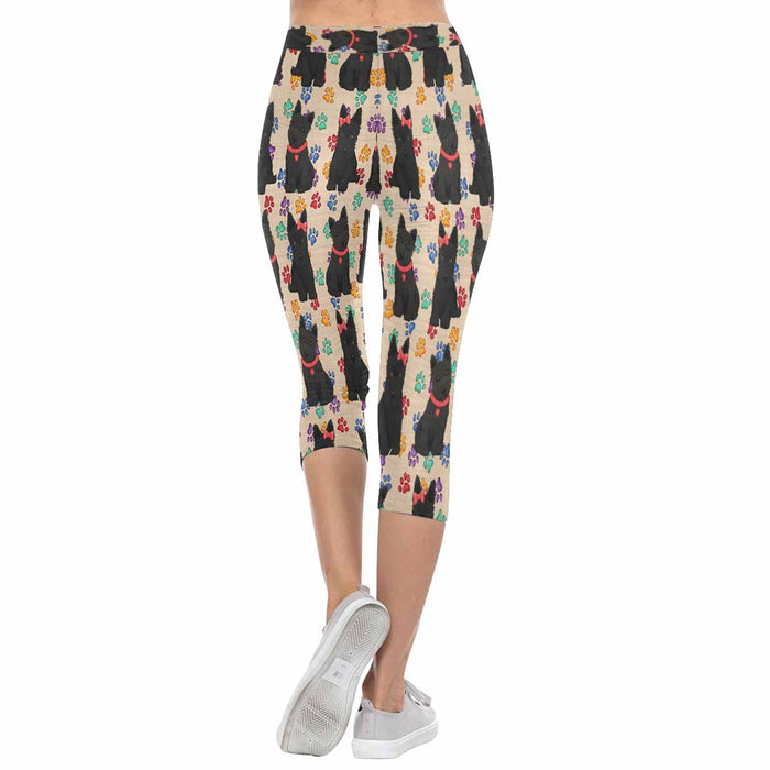 Scottish Terrier Dogs Red  All-Over Low Rise Capri Leggings (Model L08)