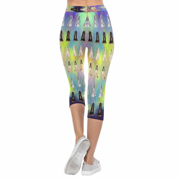 Afghan Hound Dogs  All-Over Low Rise Capri Leggings (Model L08)