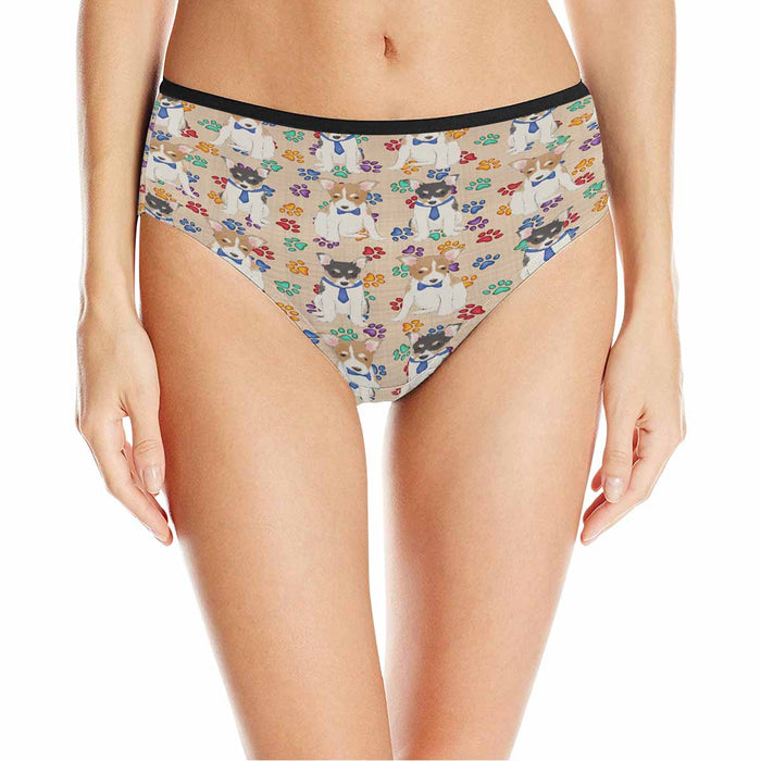 Rat Terrier Dogs Blue  Women's High Waist Briefs (Model L26)