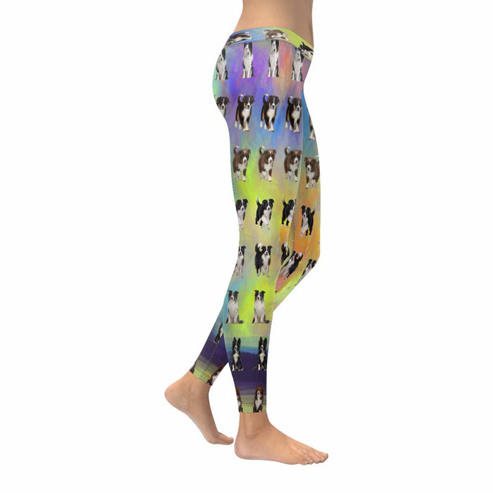 Border Collie Dogs  All-Over Low Rise Leggings (Model L07) (Outside Serging)