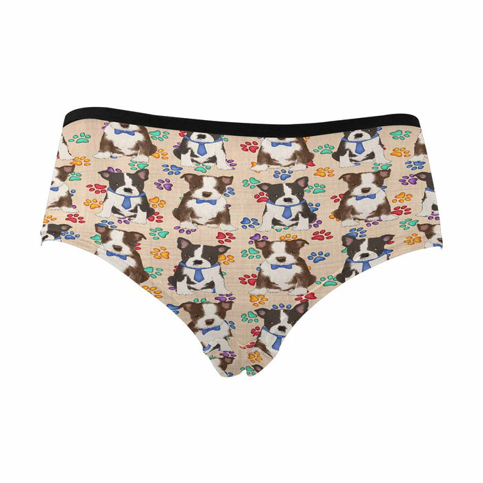 Boston Terrier Dogs Blue  Women&#039;s High Waist Briefs (Model L26)