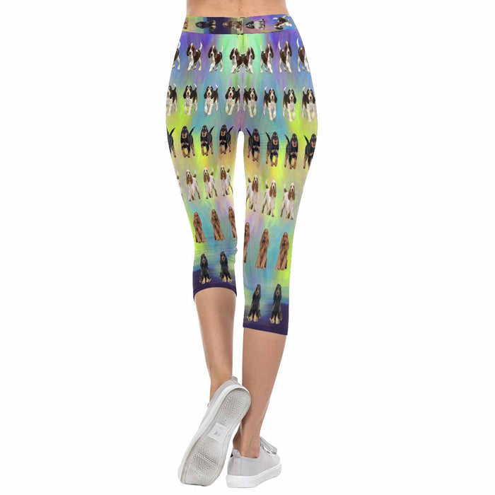 Cocker Spaniel Dogs  All-Over Low Rise Capri Leggings (Model L08)