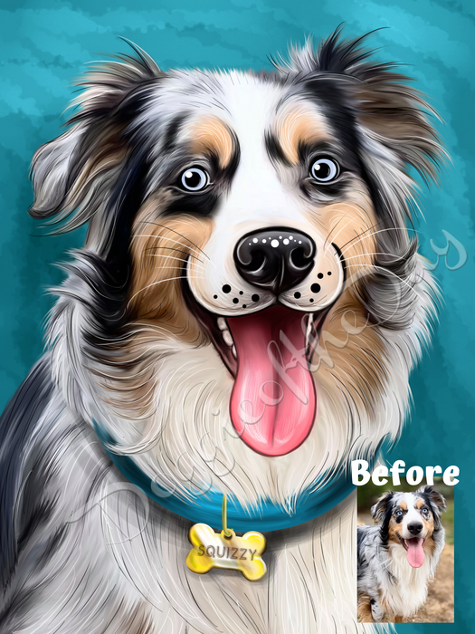 Digital Painting PERSONALIZED PET PORTRAIT! Custom Pet Dog or Cat Art
