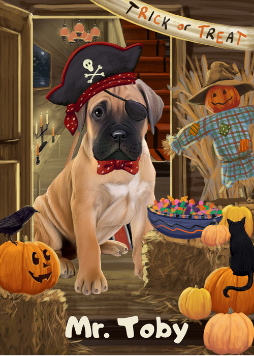 Custom Digital Painting Art Photo Personalized Dog Cat in Halloween Trick or Treat