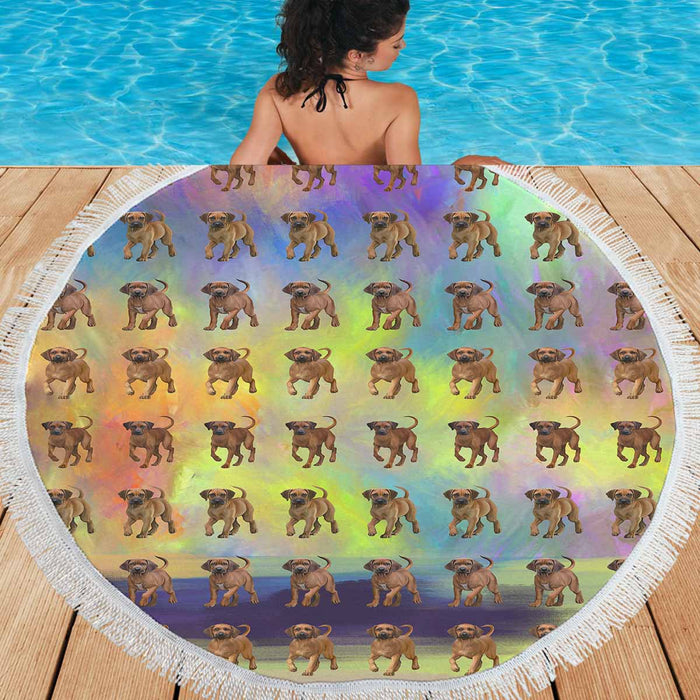 Rhodesian Ridgeback Dogs  Round Beach Mat 59’’