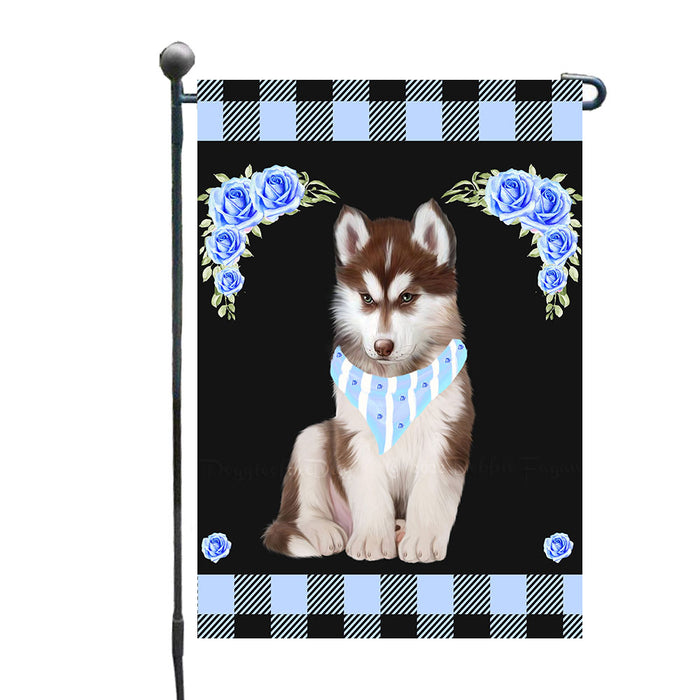 Rosie Gingham Siberian Husky Dogs Garden Flags - Outdoor Double Sided Garden Yard Porch Lawn Spring Decorative Vertical Home Flags 12 1/2"w x 18"h