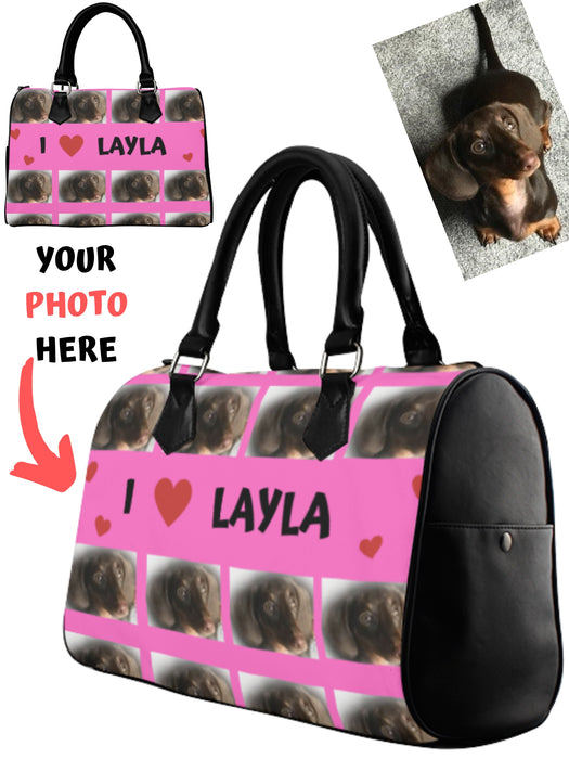 Custom Add Your Photo Here PET Dog Cat Photos on Boston Handbag