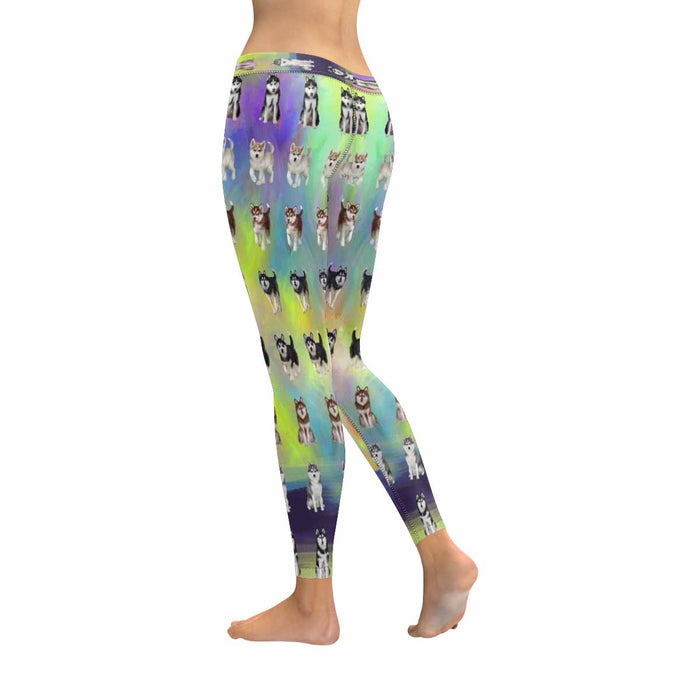 Siberian Husky Dogs  All-Over Low Rise Leggings (Model L07) (Outside Serging)