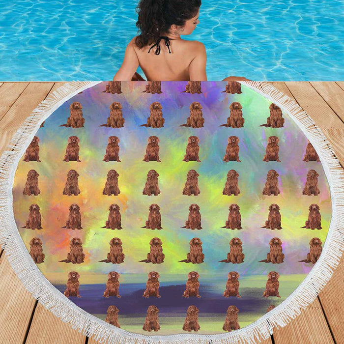 Irish Red Setter Dogs  Round Beach Mat 59’’