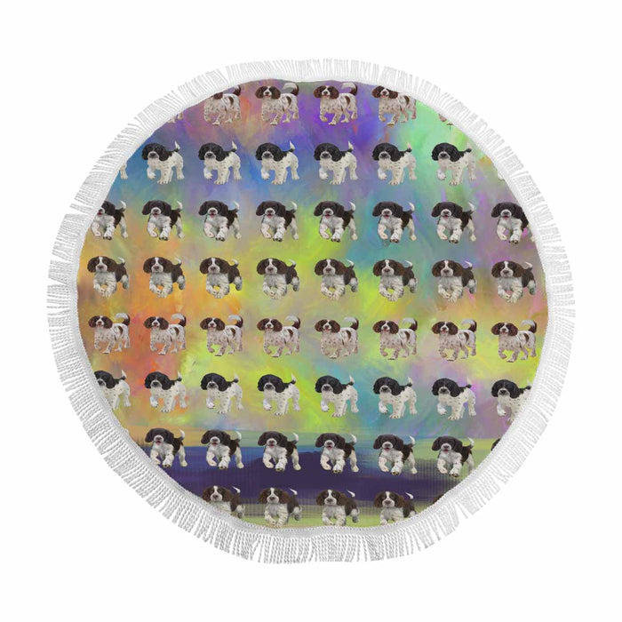 English Spring Spaniel Dogs  Round Beach Mat 59’’