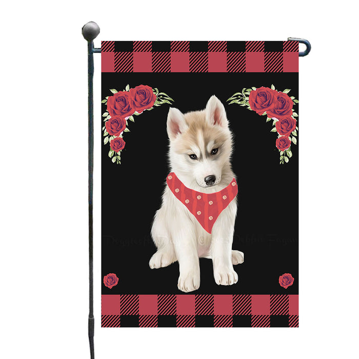 Rosie Gingham Siberian Husky Dogs Garden Flags - Outdoor Double Sided Garden Yard Porch Lawn Spring Decorative Vertical Home Flags 12 1/2"w x 18"h