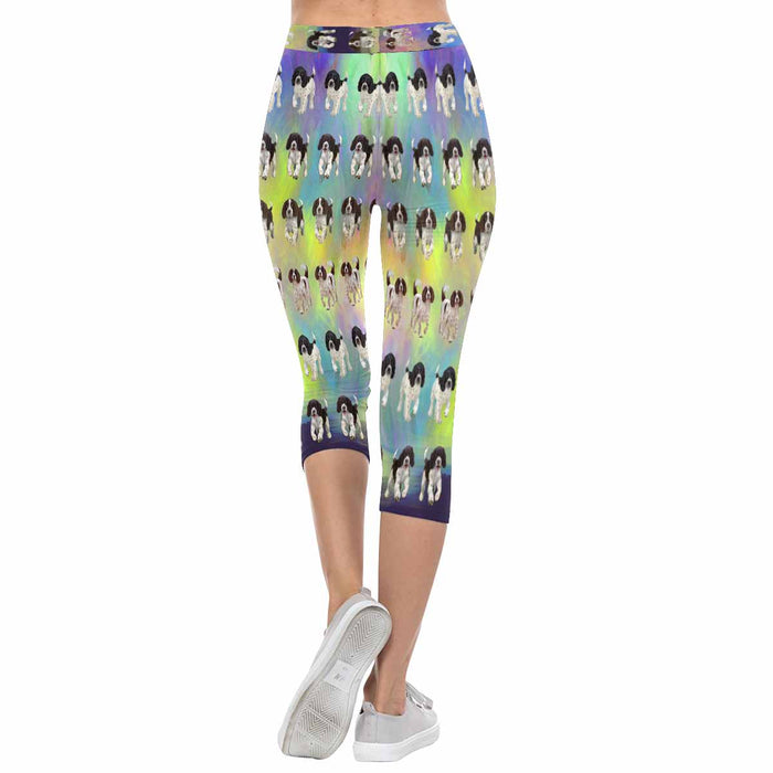 English Spring Spaniel Dogs  All-Over Low Rise Capri Leggings (Model L08)