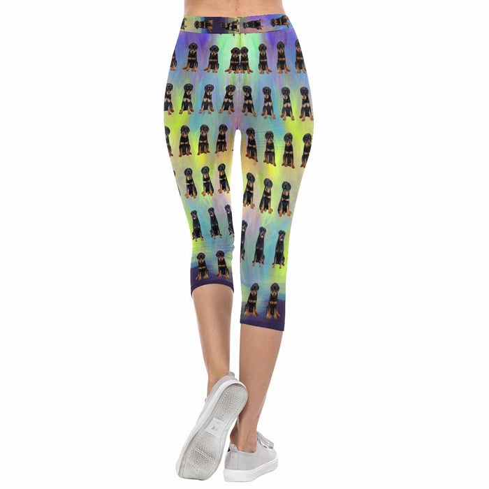 Rottweiler Dogs  All-Over Low Rise Capri Leggings (Model L08)