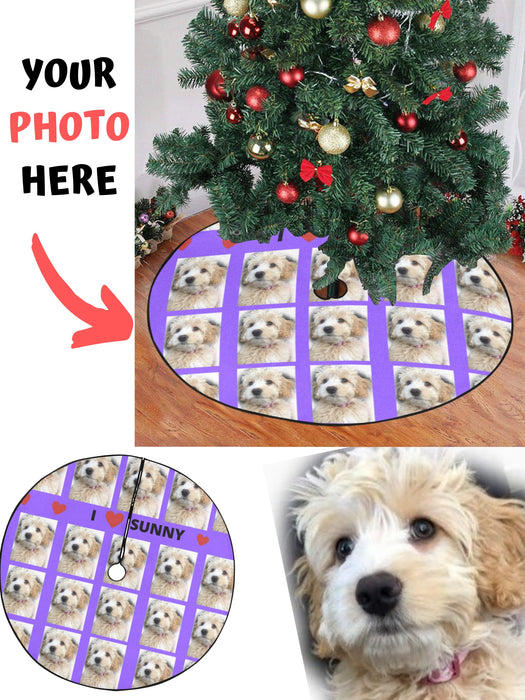Custom Add Your Photo Here PET Dog Cat Photos on Tree Skirt