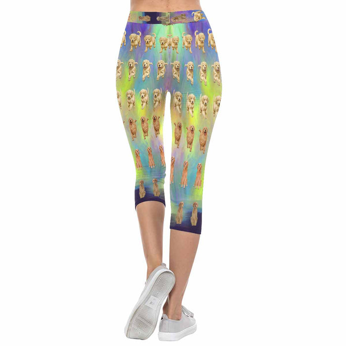 Golden Retriever Dog  All-Over Low Rise Capri Leggings (Model L08)