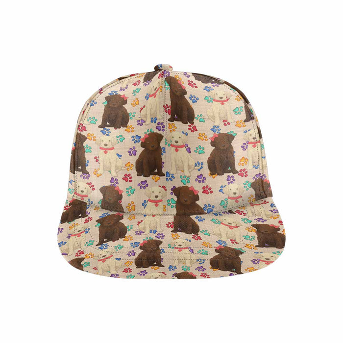 Women's All Over Rainbow Paw Print Chesapeake Bay Retriever Dog Snapback Hat Cap