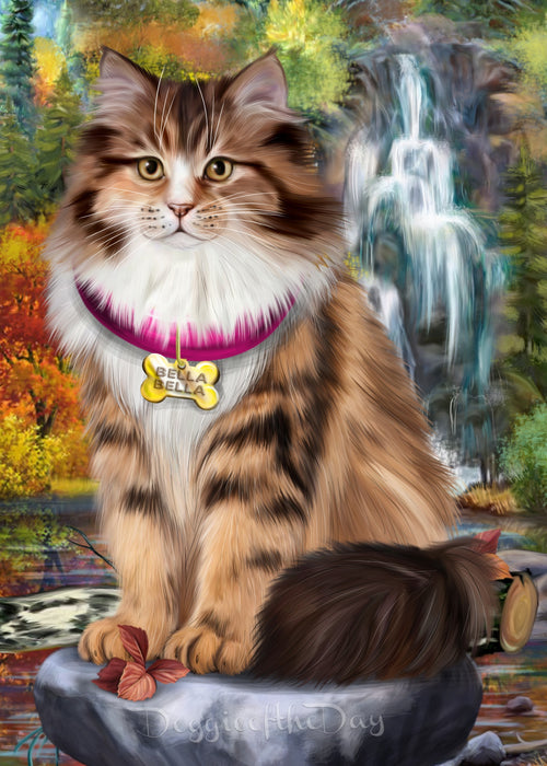 Custom Painting Art Photo Personalized Dog Cat in Scenic Waterfall Background