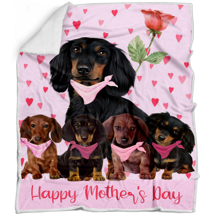 Mini Hearts Dachshund Dogs Blanket - Lightweight Soft Cozy and Durable Bed Blanket - Animal Theme Fuzzy Blanket for Sofa Couch AA13
