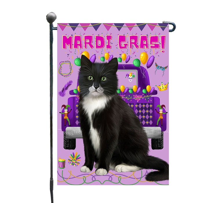Madi Grass Celebration Purple Truck Tuxedo Cats Garden Flags- Outdoor Double Sided Garden Yard Porch Lawn Spring Decorative Vertical Home Flags 12 1/2"w x 18"h