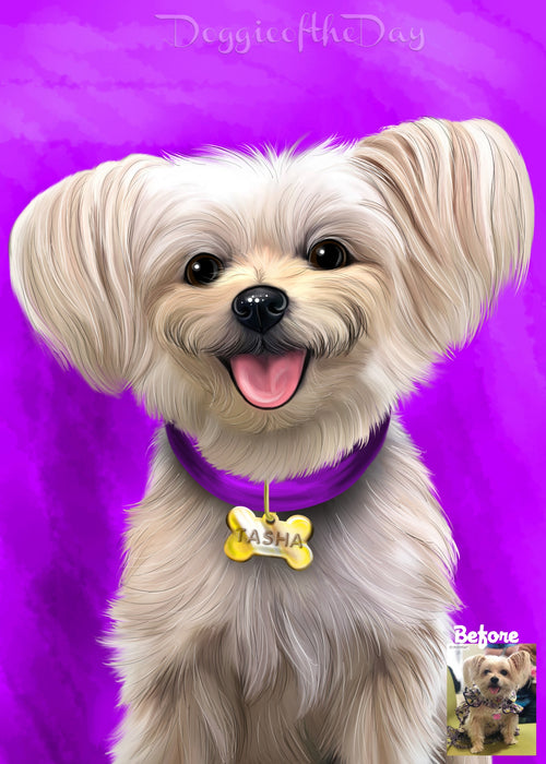 Digital Painting PERSONALIZED Caricature PET PORTRAIT! Custom Pet Dog or Cat Art